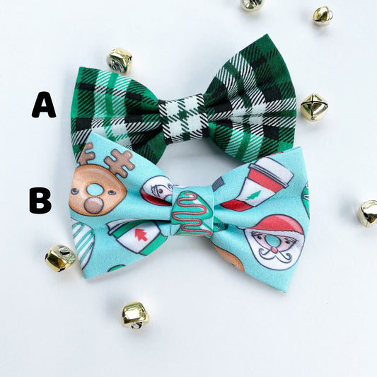 Christmas Dog Bowtie, Holiday Dog Collar Accessory