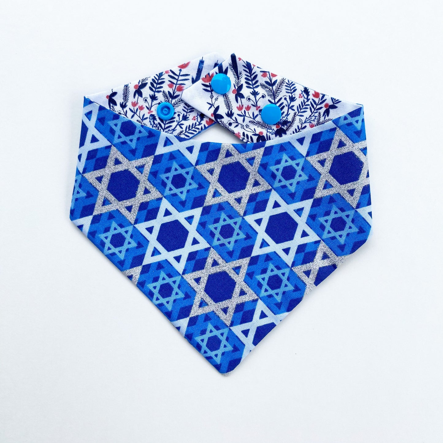 Hanukkah holiday Dog Bandana, Candlelight and star of David, Seasons Dog Bandana, easy snap-on dog bandana, pet accessory, over the collar