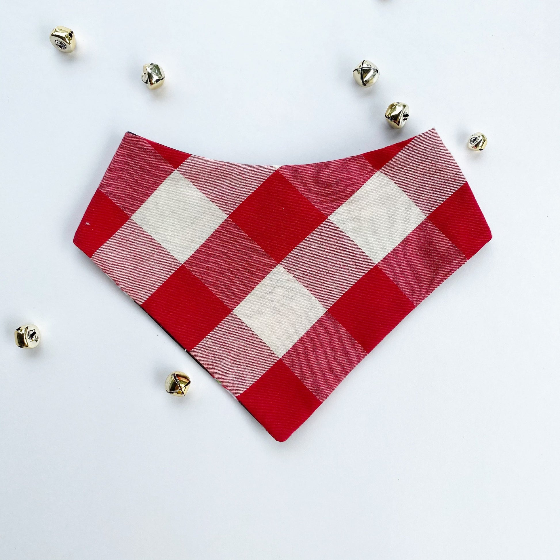 Christmas Candy Dog Bandana, Mint Hearts, Snap-On Pet Accessory