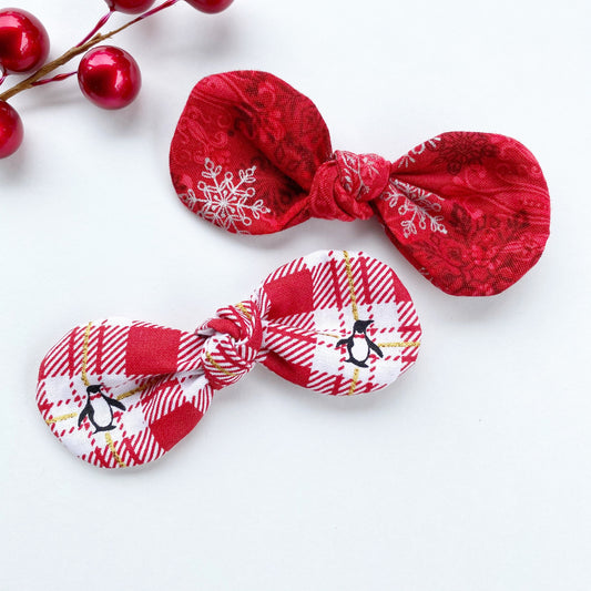 Christmas Dog Hair Bow Clip, Holiday Cotton Bow (3.75" Wide)