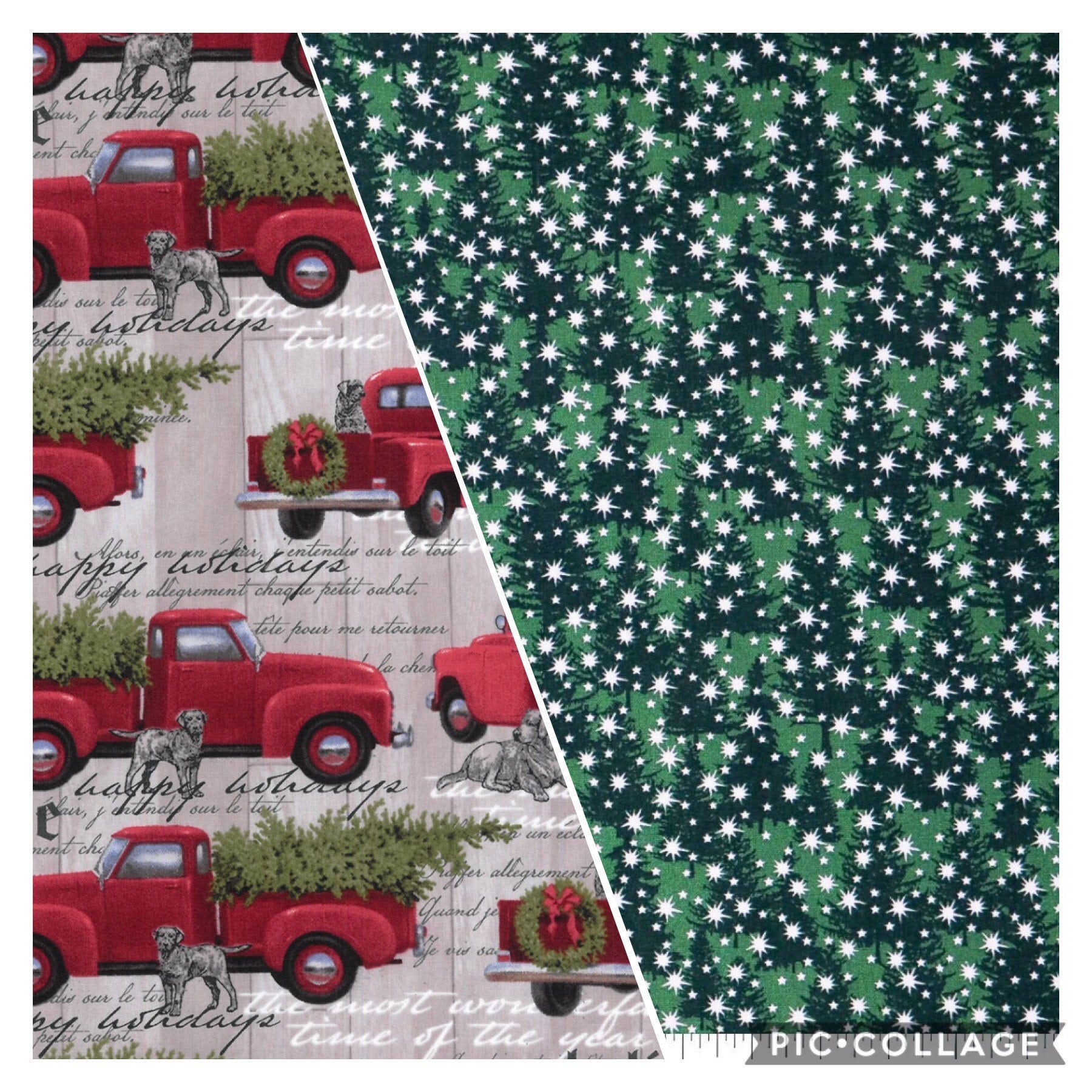 Christmas Dog Bandana, Red Truck Print, Reversible Pet Scarf