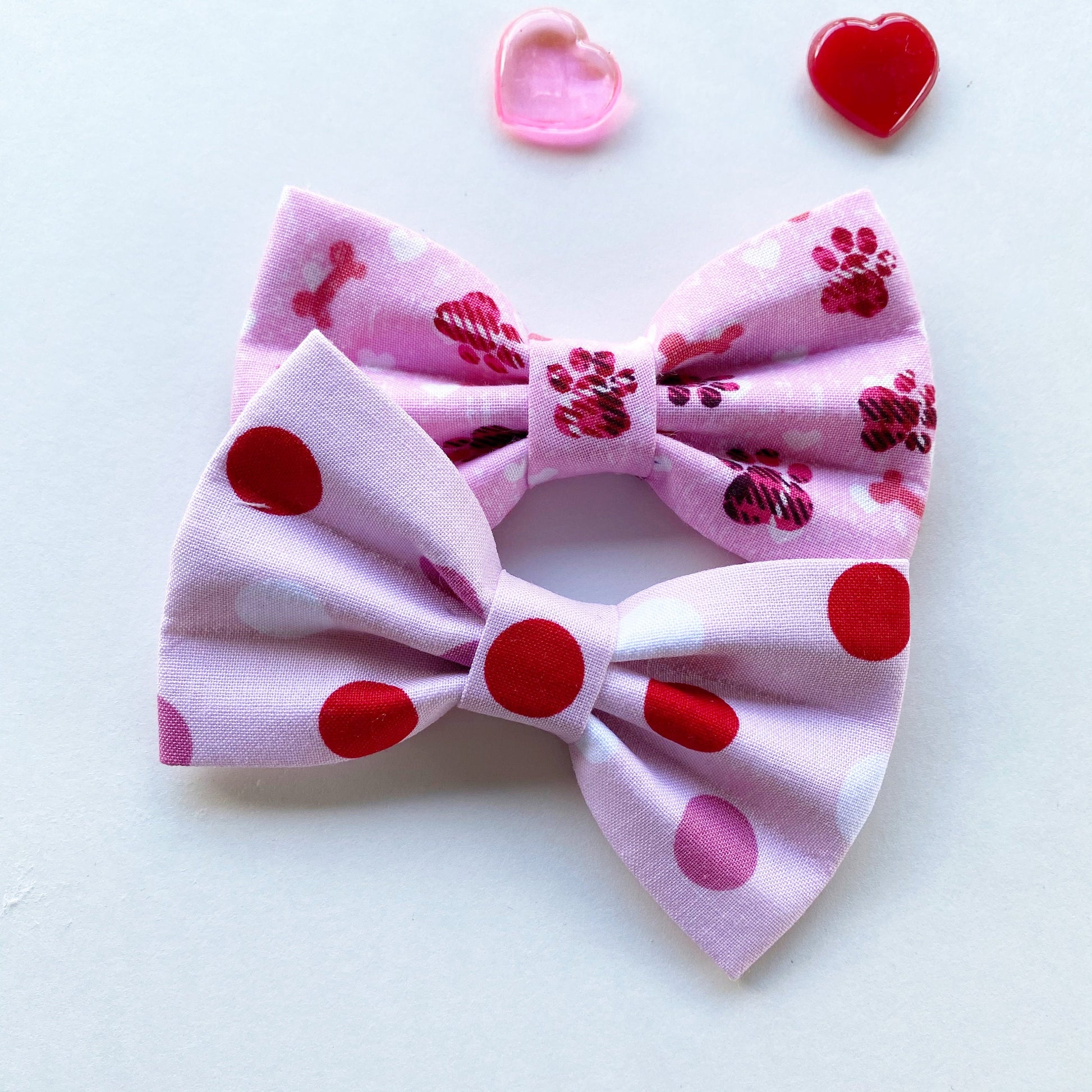 Valentine's Dog Bowtie, Handmade Cotton Collar Bow