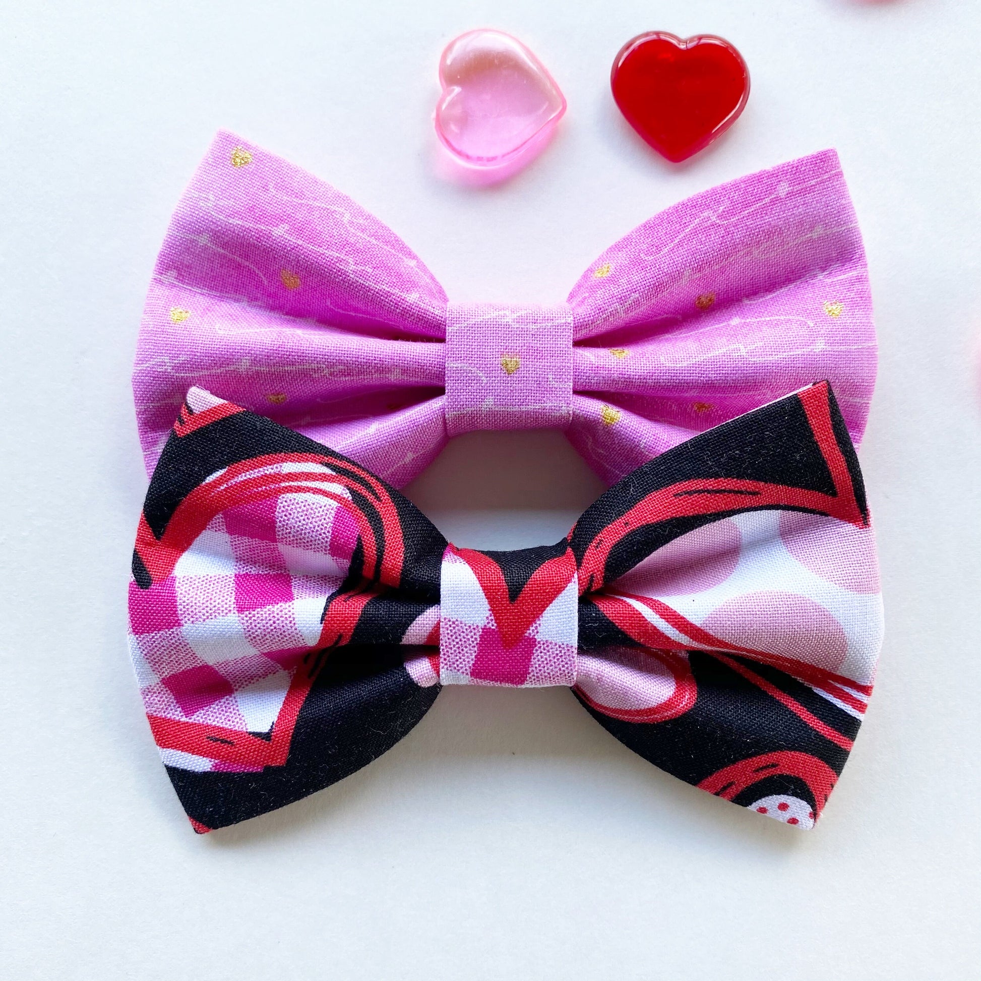 Valentines Dog Bowtie, Handmade Cotton Collar Bow, Puppy Accessories