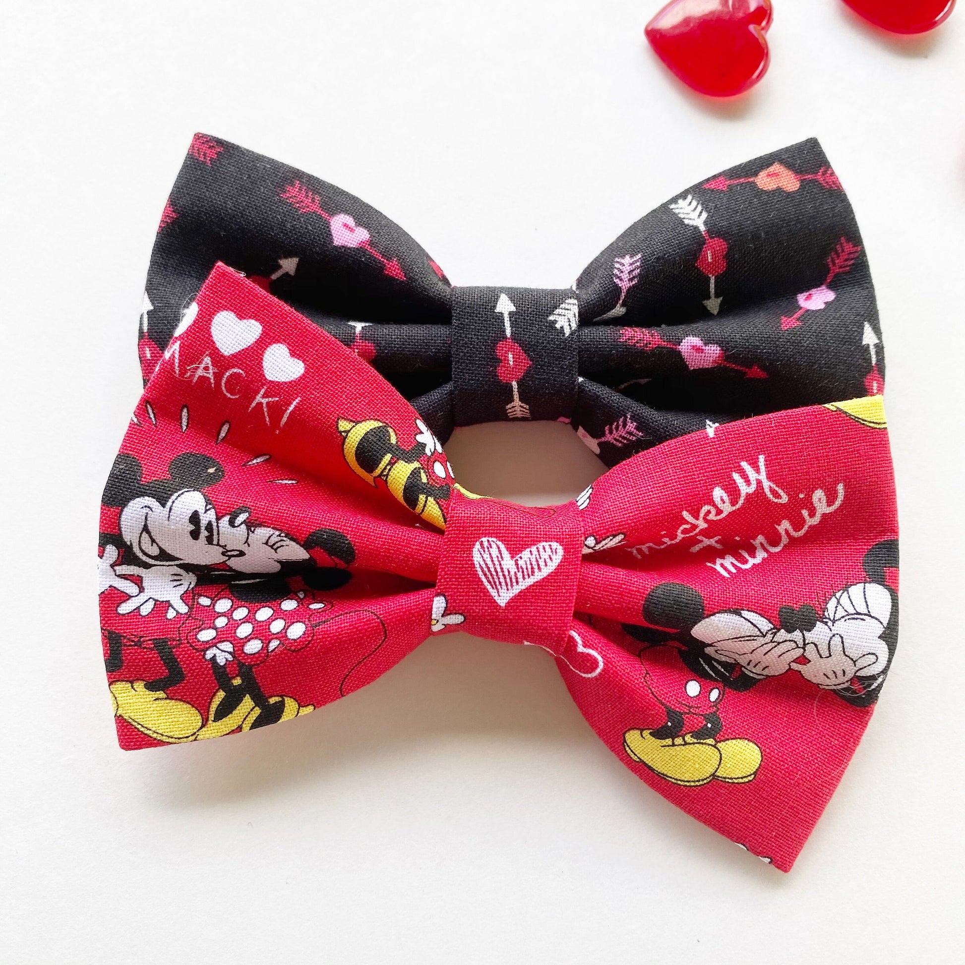 Valentines Dog Bowtie, Handmade Cotton Pet Collar Bow