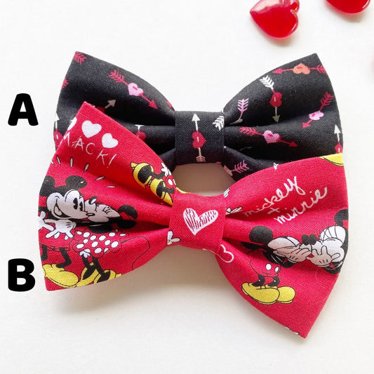 Valentines Dog Bowtie, Handmade Cotton Pet Collar Bow