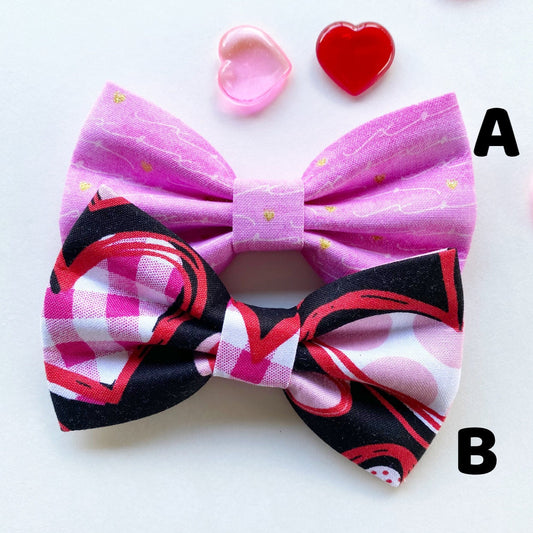 Valentines Dog Bowtie, Handmade Cotton Collar Bow, Puppy Accessories