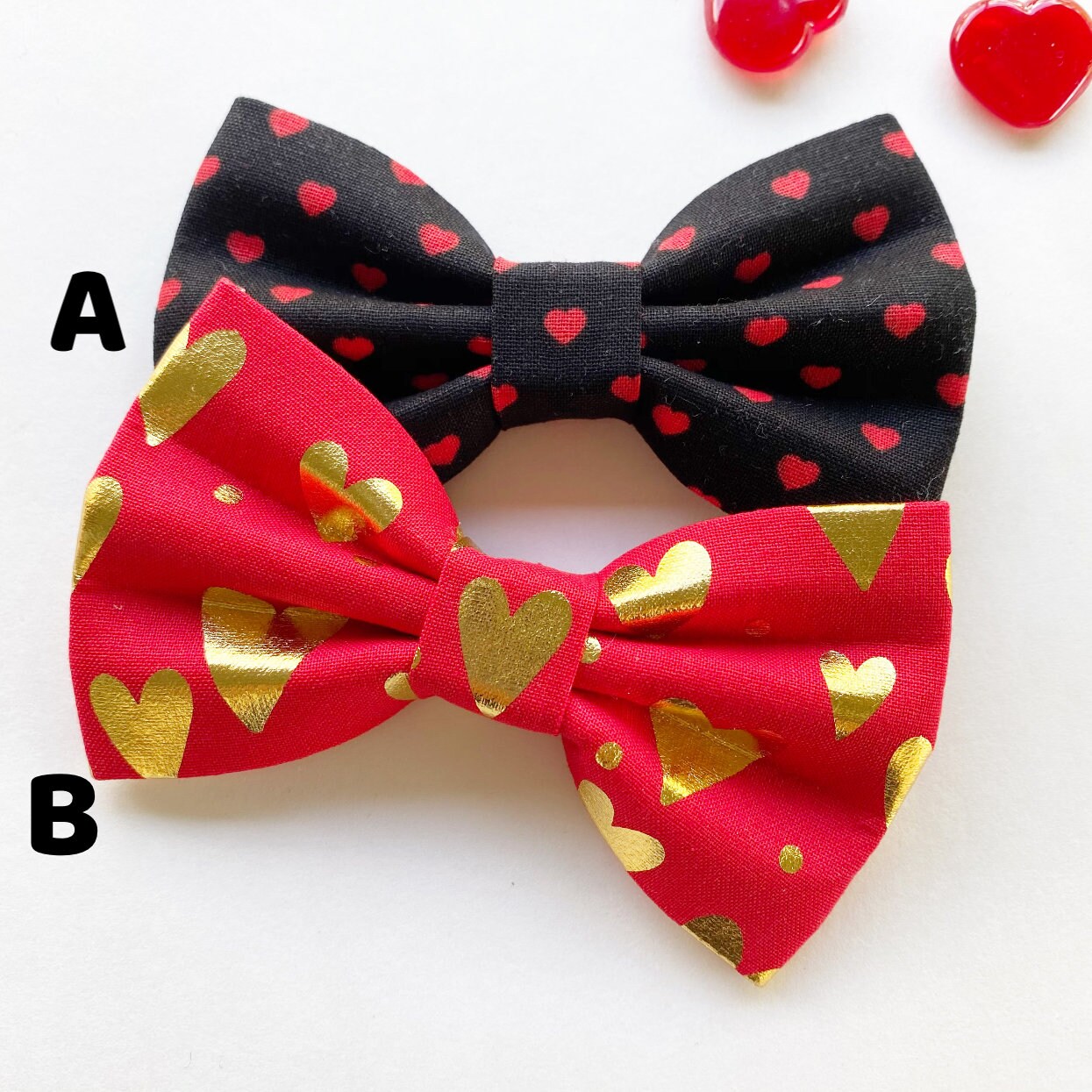 Valentines Dog Bowtie, Handmade Cotton Collar Bow Tie