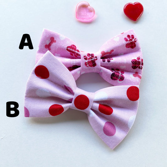 Valentine's Dog Bowtie, Handmade Cotton Collar Bow
