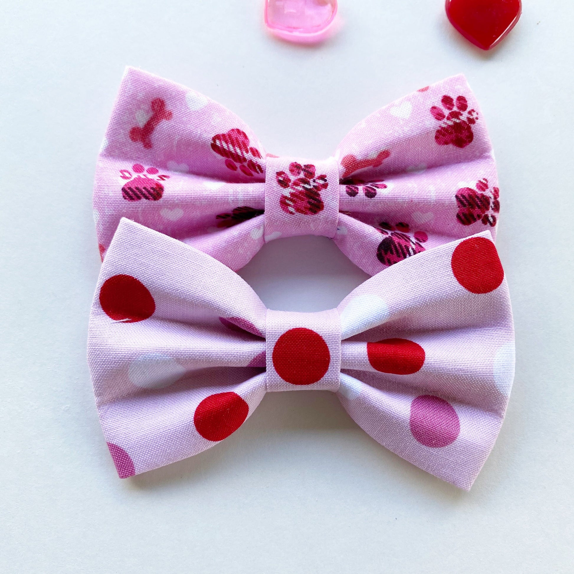 Valentine's Dog Bowtie, Handmade Cotton Collar Bow