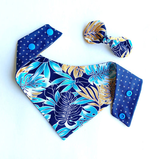 Blue Plant Leaf Dog Bandana