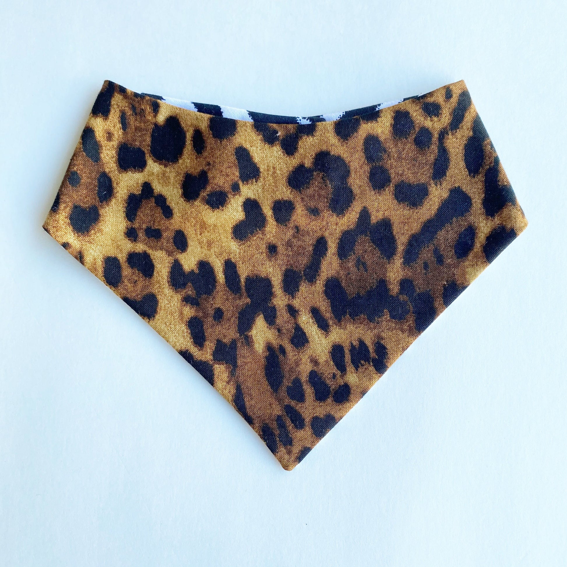 Reversible Leopard & Zebra Dog Bandana, Snap-On Pet Accessory