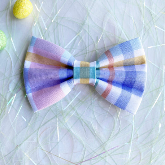 Easter dog bowtie, Pastel plaid, pet accessories, dog bow, dog accessories, dog collar, pet bow tie, Sailor Bow, Seasonal bowties