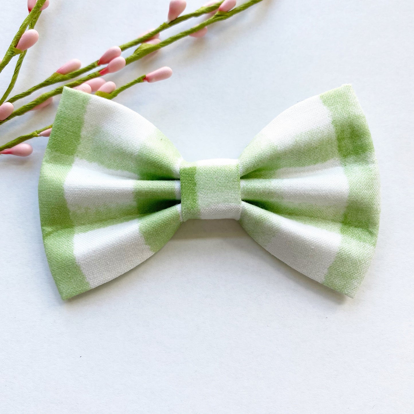 Easter dog bowtie, Green pastel plaid
