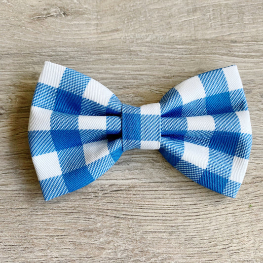 New! Blue gingham Dog Bowtie, pet accessories, bow ties, spring dog accessories, dog collar, pet bow tie