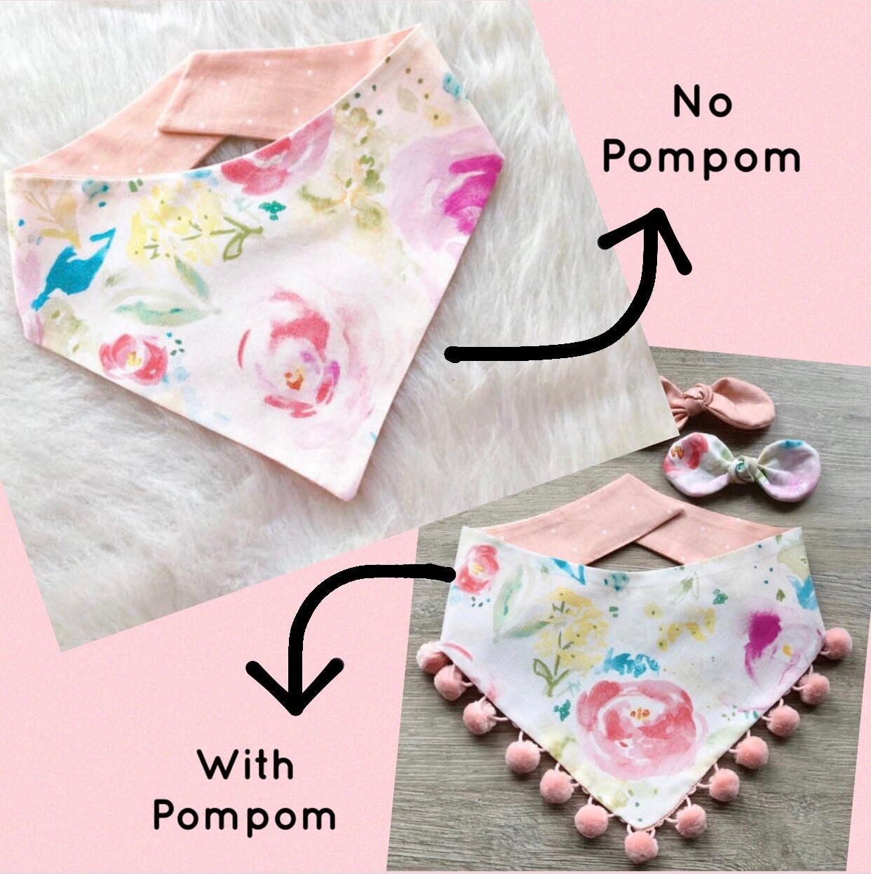 Peach White Floral Dog Bandana