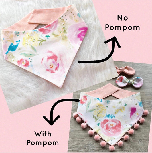 Peach White Floral Dog Bandana