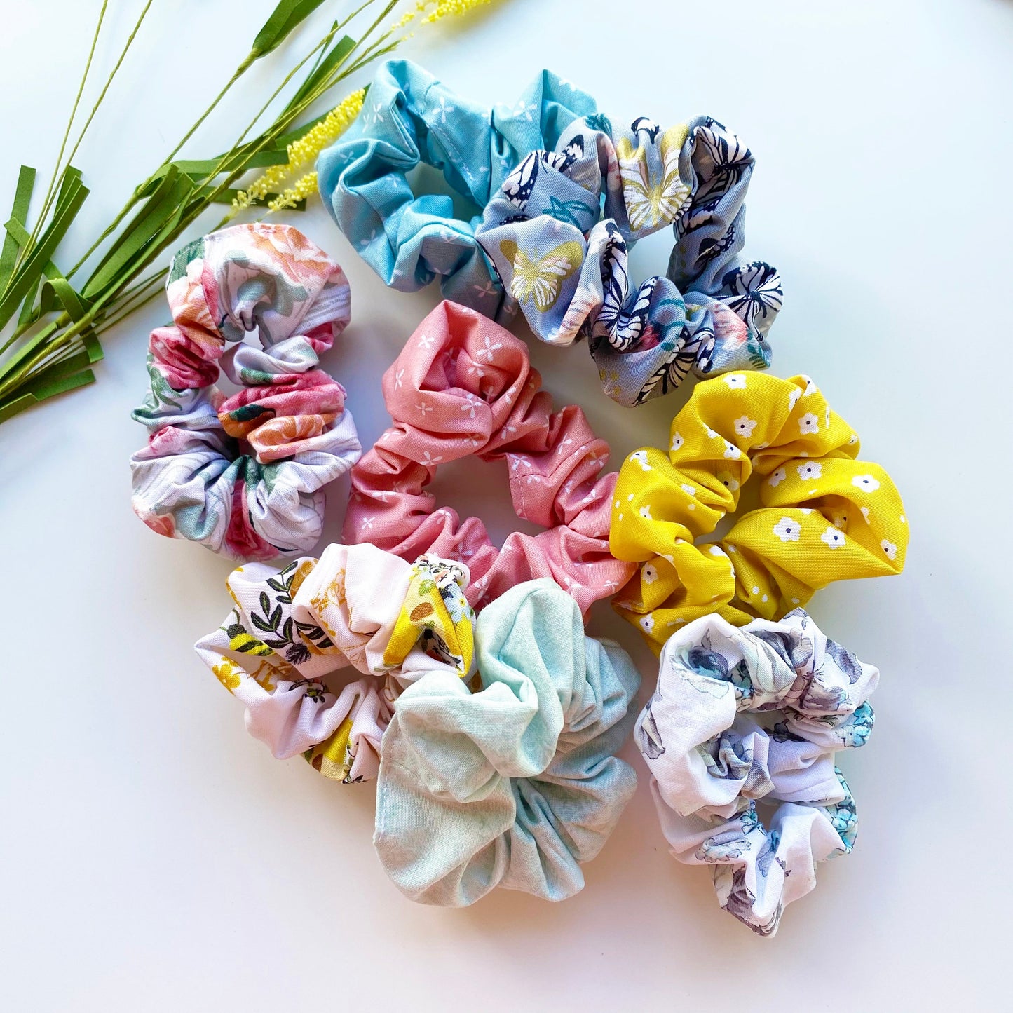 Floral Cotton Scrunchie, Matching Dog Bandana