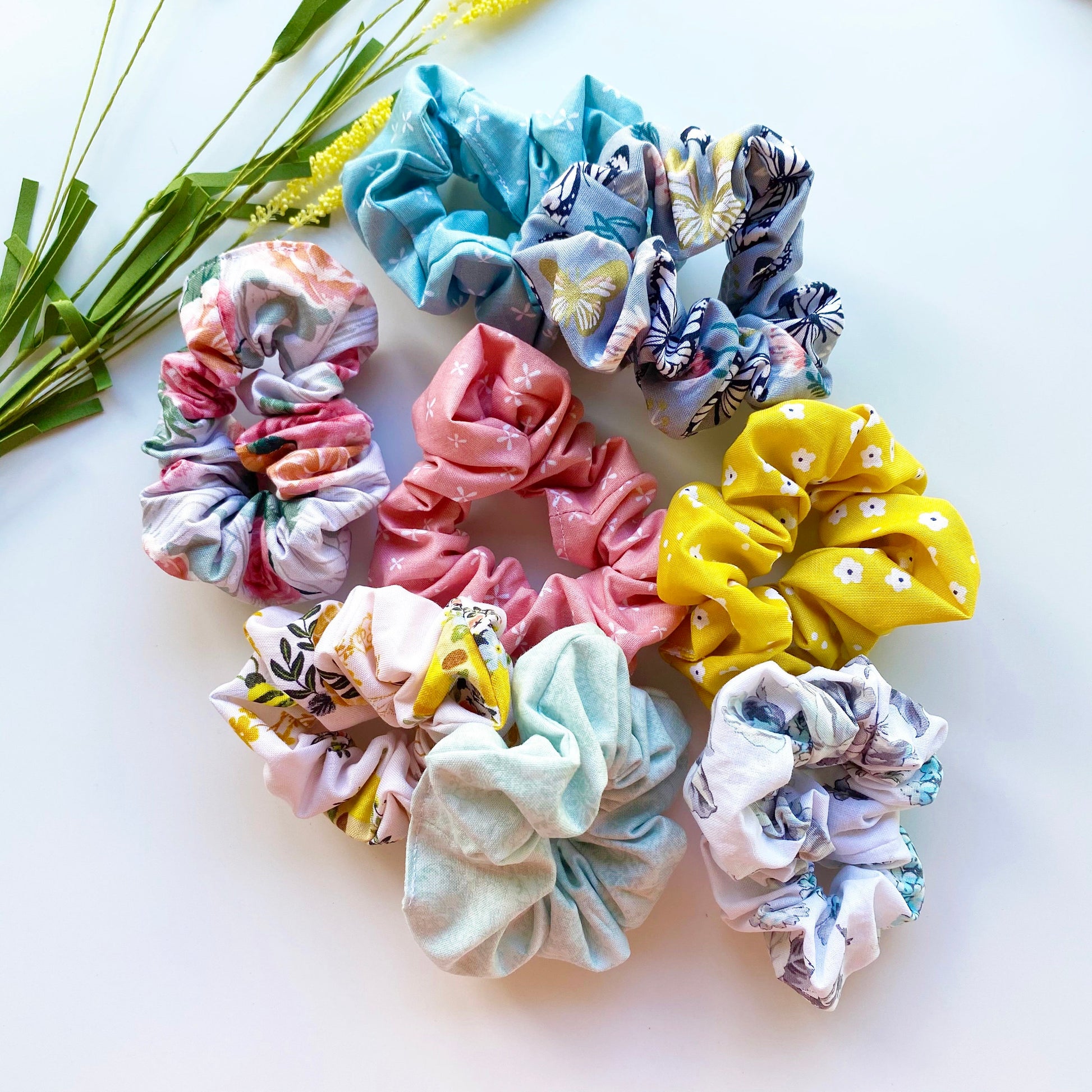 Floral Cotton Scrunchie, Matching Dog Bandana