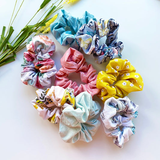 Floral Cotton Scrunchie, Matching Dog Bandana