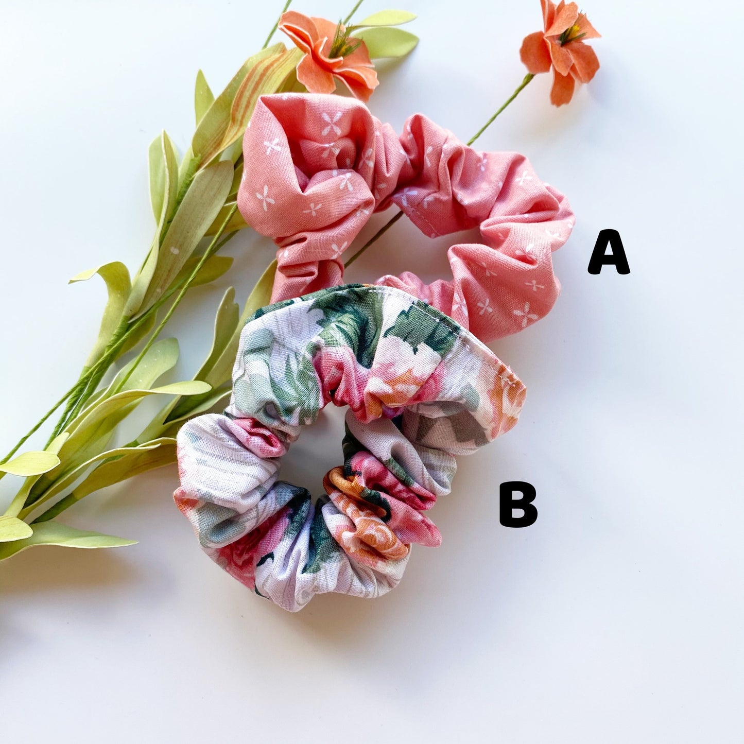 Floral Cotton Scrunchie, Matching Dog Bandana