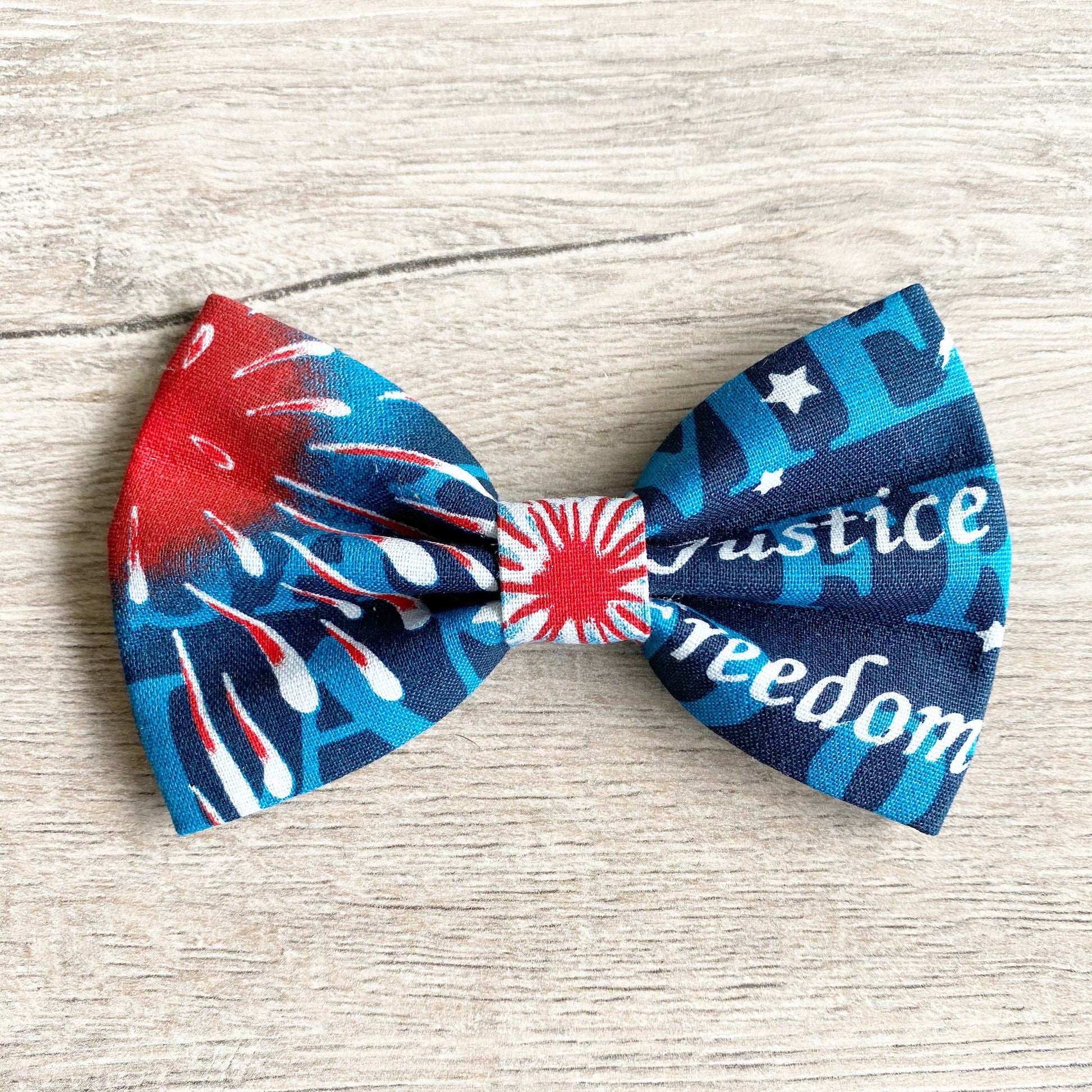 Fireworks Dog Bowtie, Patriotic Pet Collar Accessory