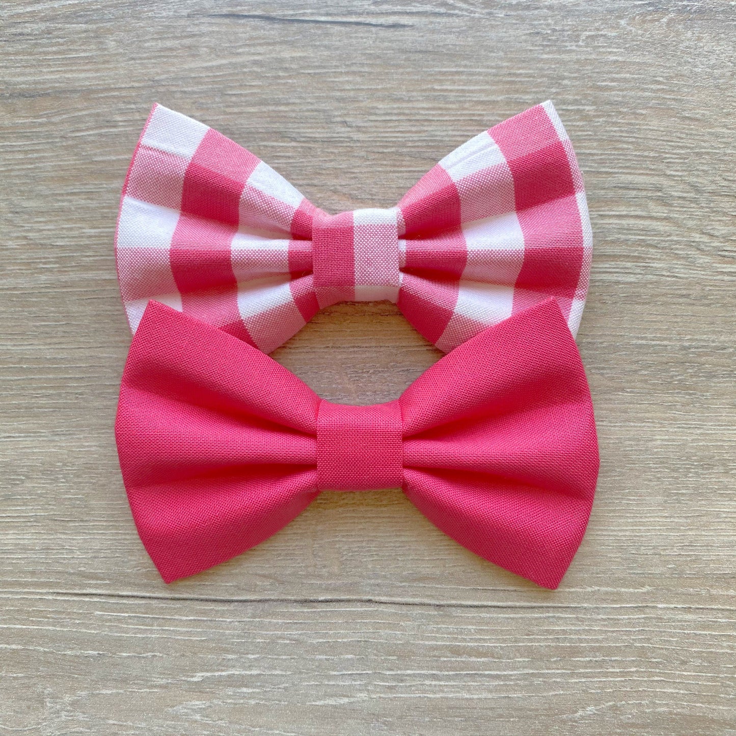 Pink Gingham Dog Bowtie, Spring Pet Collar Accessory