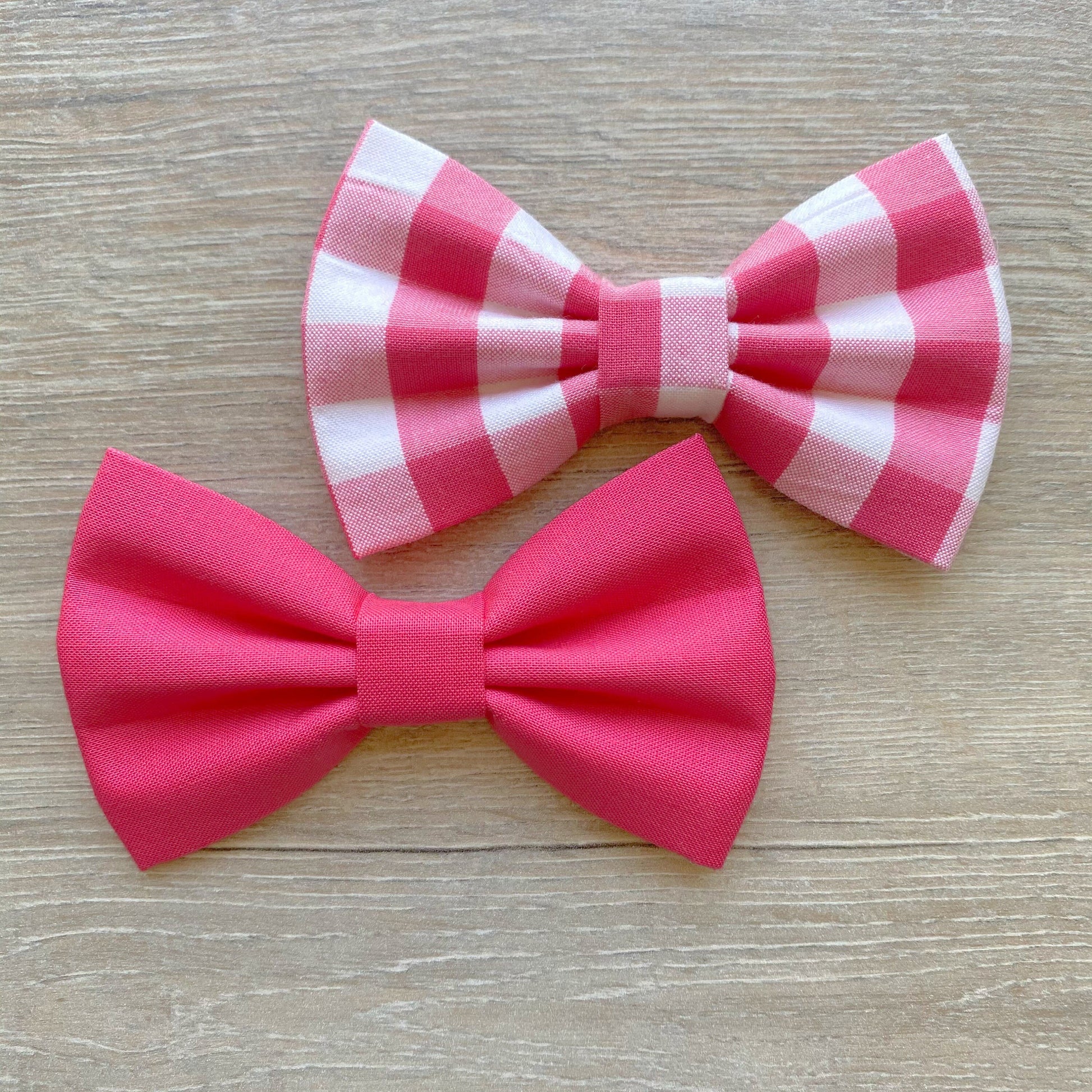 Pink Gingham Dog Bowtie, Spring Pet Collar Accessory