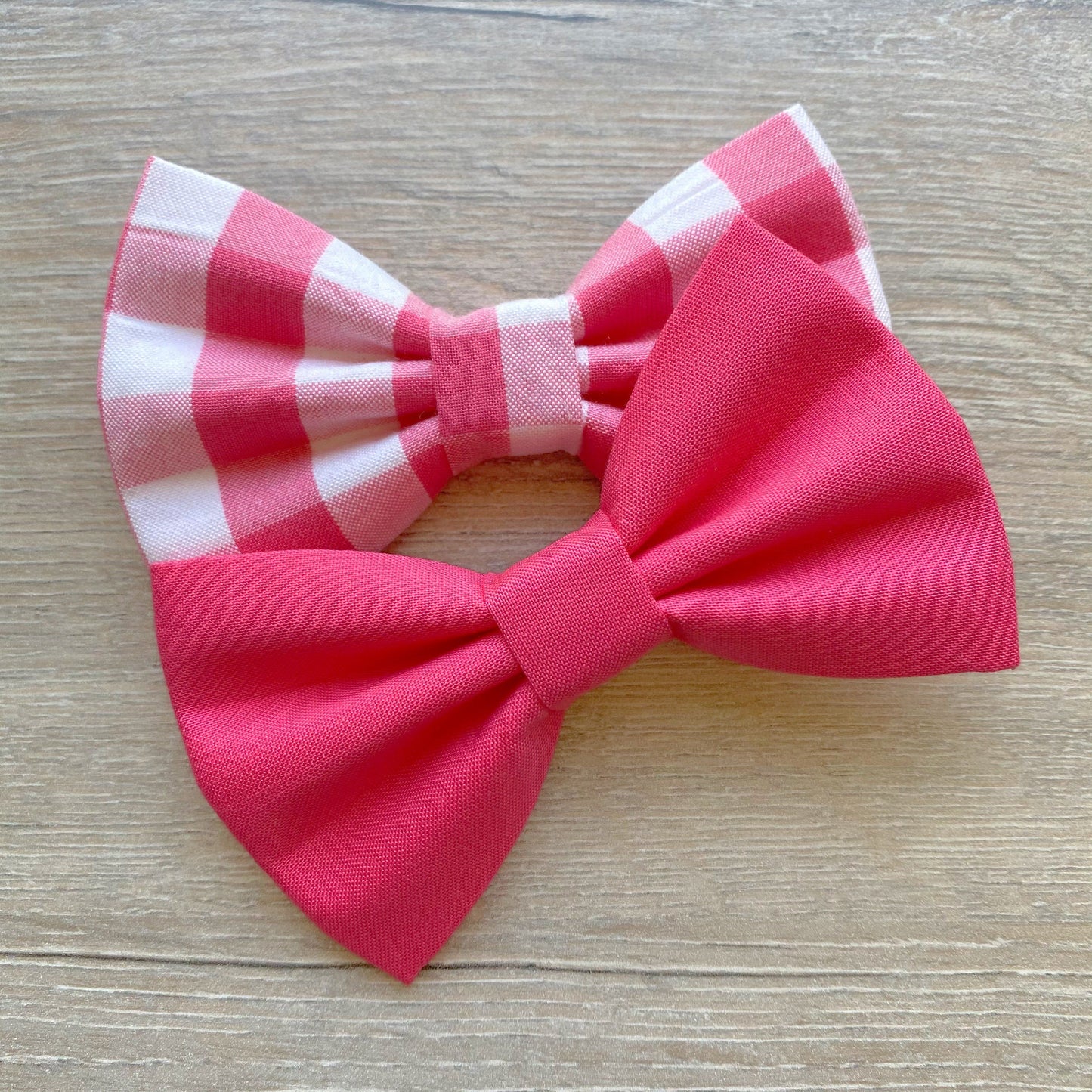 Pink Gingham Dog Bowtie, Spring Pet Collar Accessory