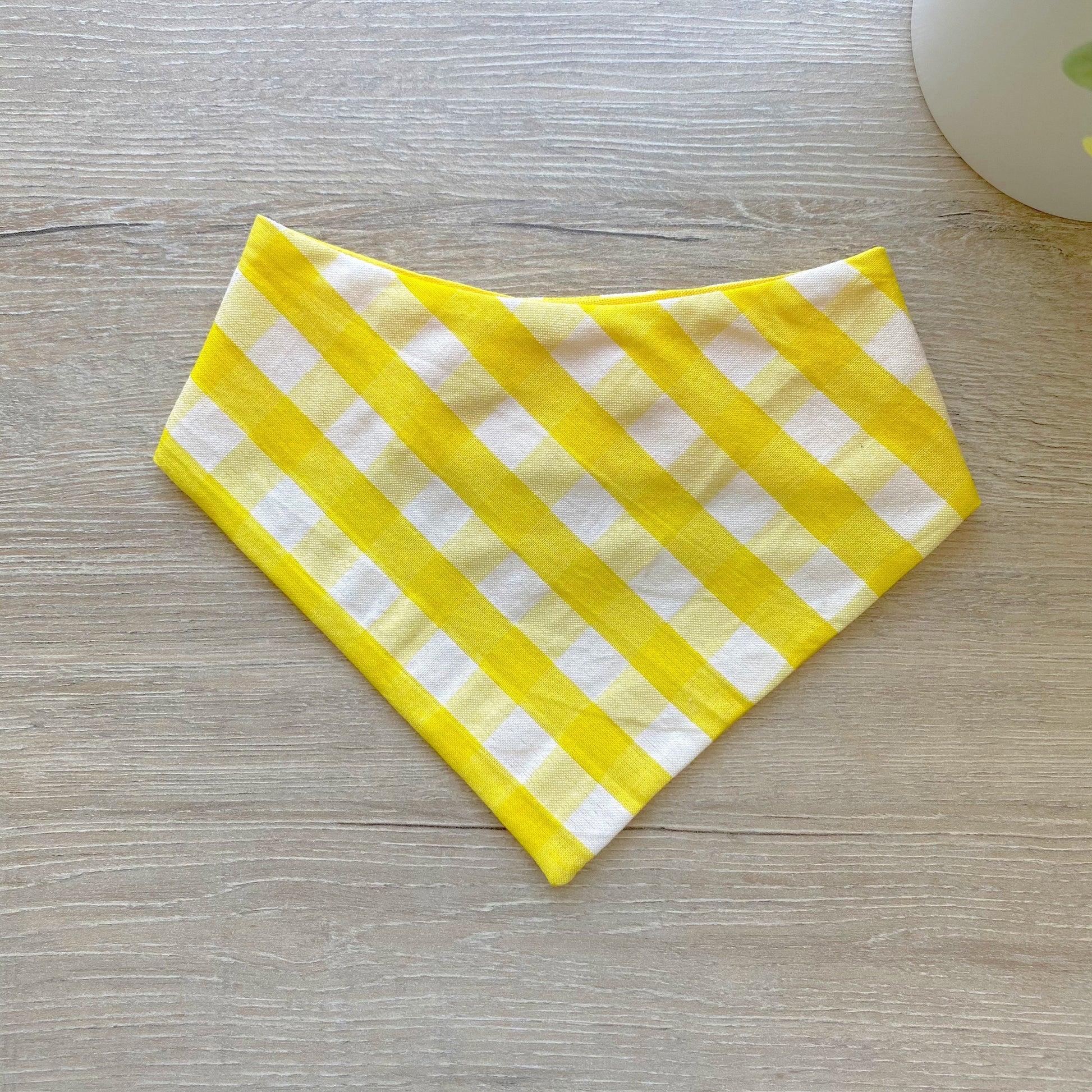 New! Yellow Gingham white, Spring Dog bandana, Snap on Bandana, Matching hair-bow, Bow and Bandana, Cute bandanas