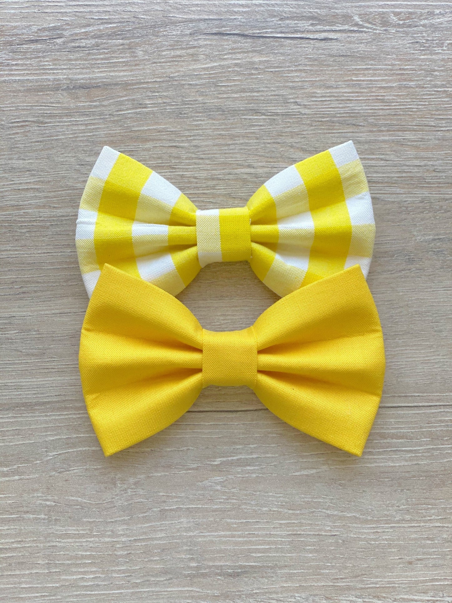 Handmade Yellow Gingham Dog Bowtie, Pet Collar Accessory