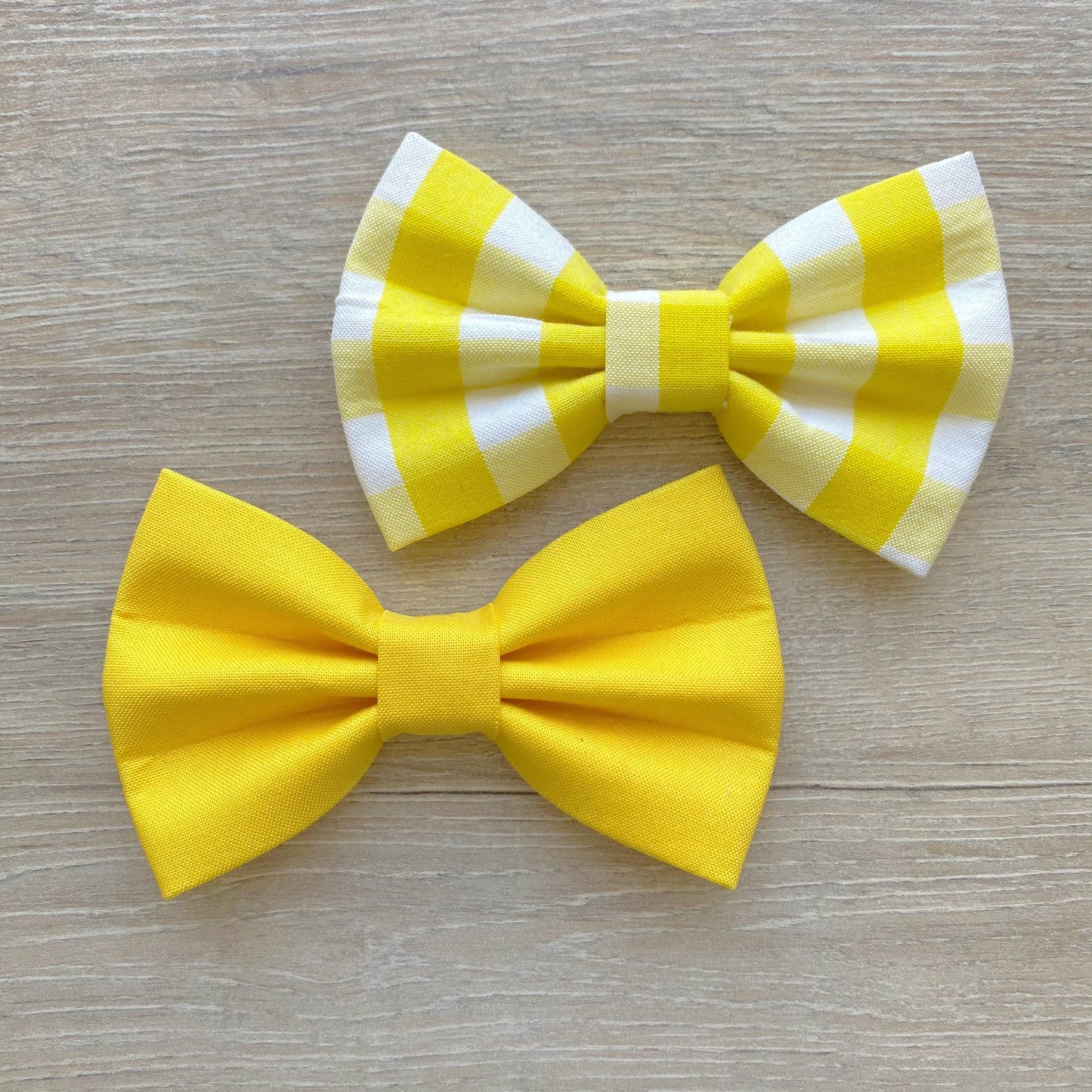 Handmade Yellow Gingham Dog Bowtie, Pet Collar Accessory