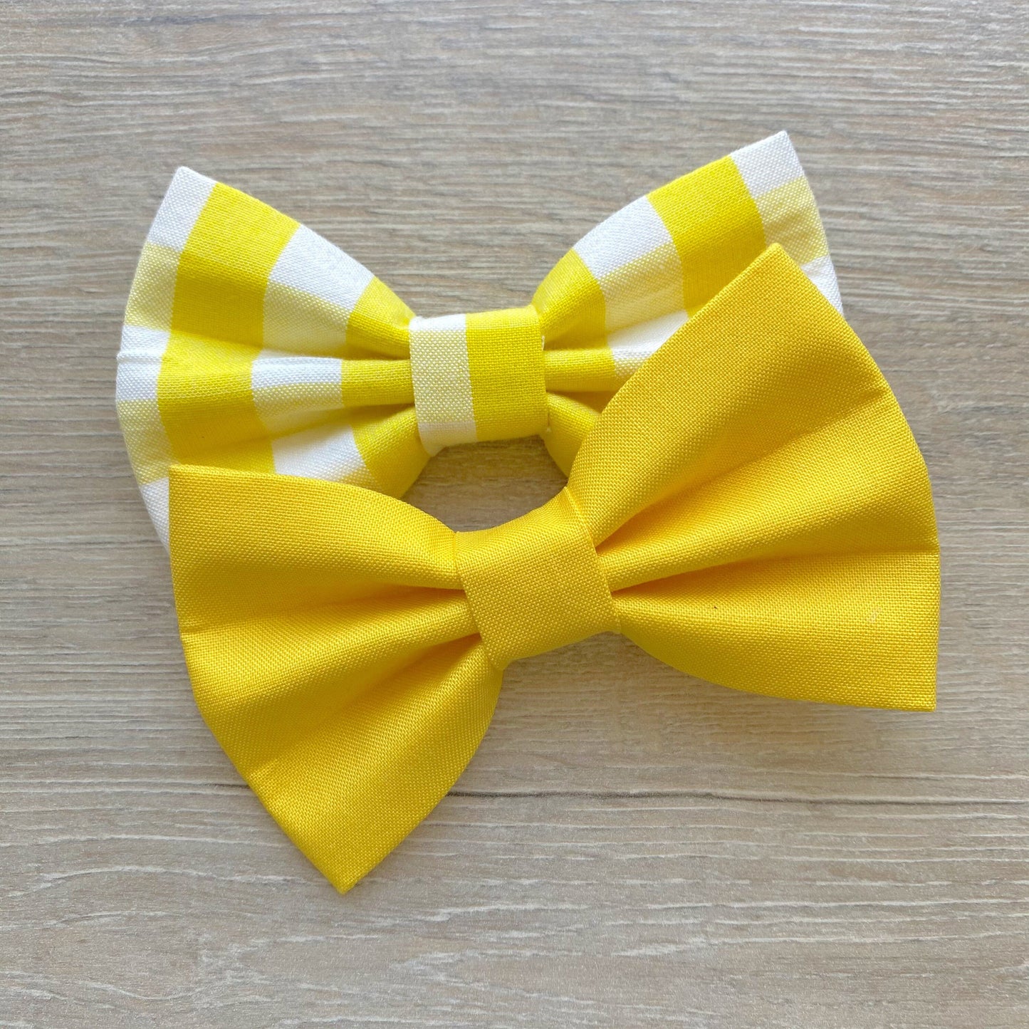 Handmade Yellow Gingham Dog Bowtie, Pet Collar Accessory