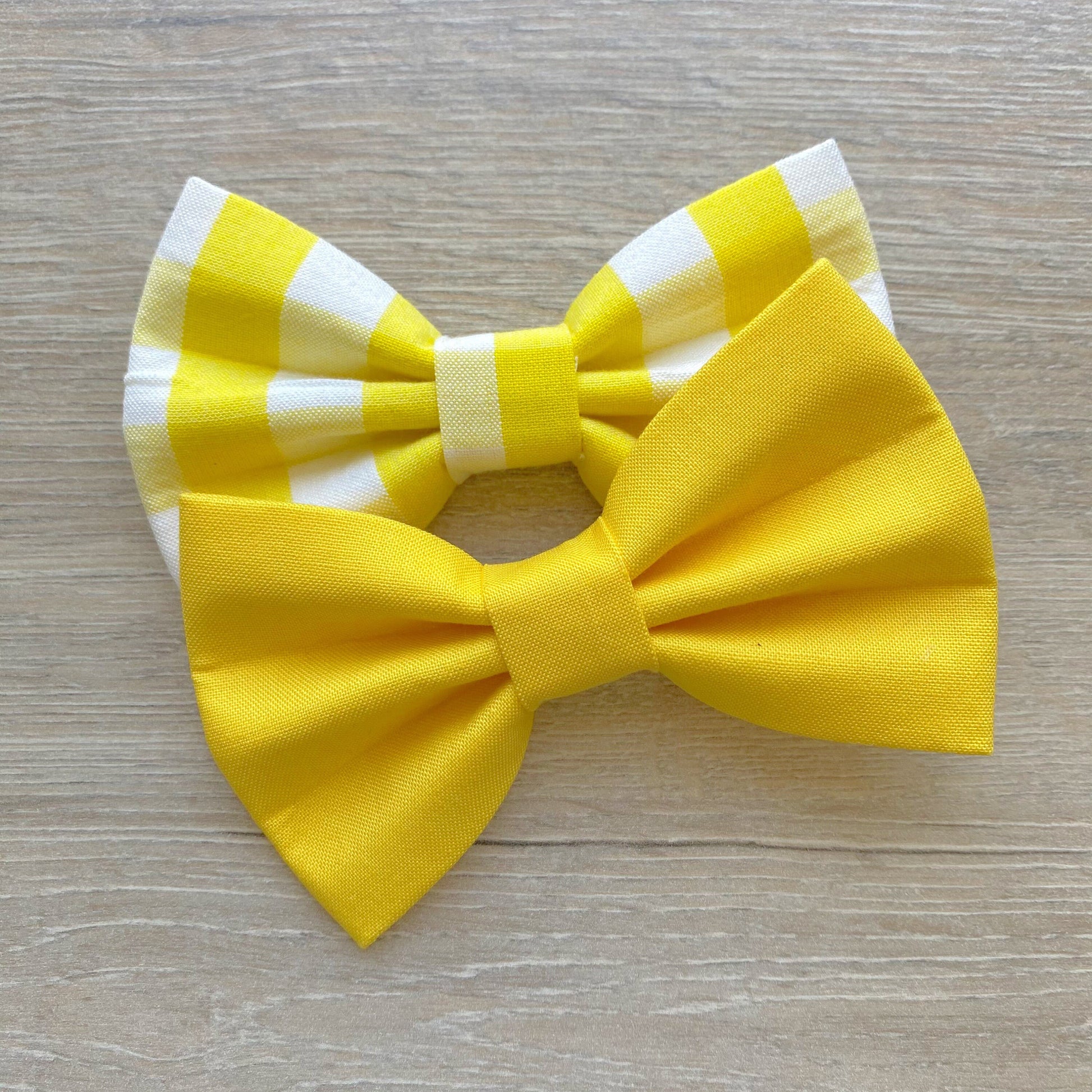 Handmade Yellow Gingham Dog Bowtie, Pet Collar Accessory