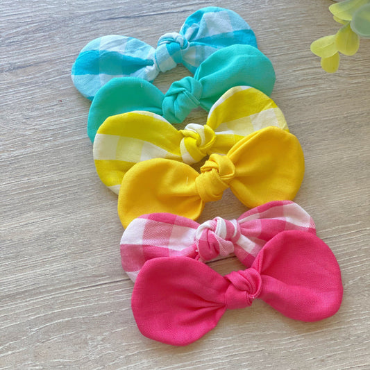 Gingham Dog Bow, Cotton Hair Clip, Girl Dog Accessories