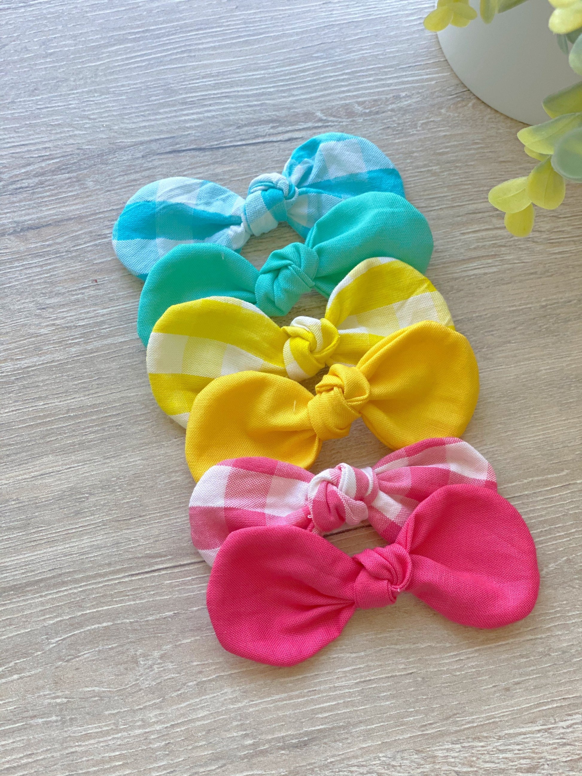 Gingham Dog Bow, Cotton Hair Clip, Girl Dog Accessories