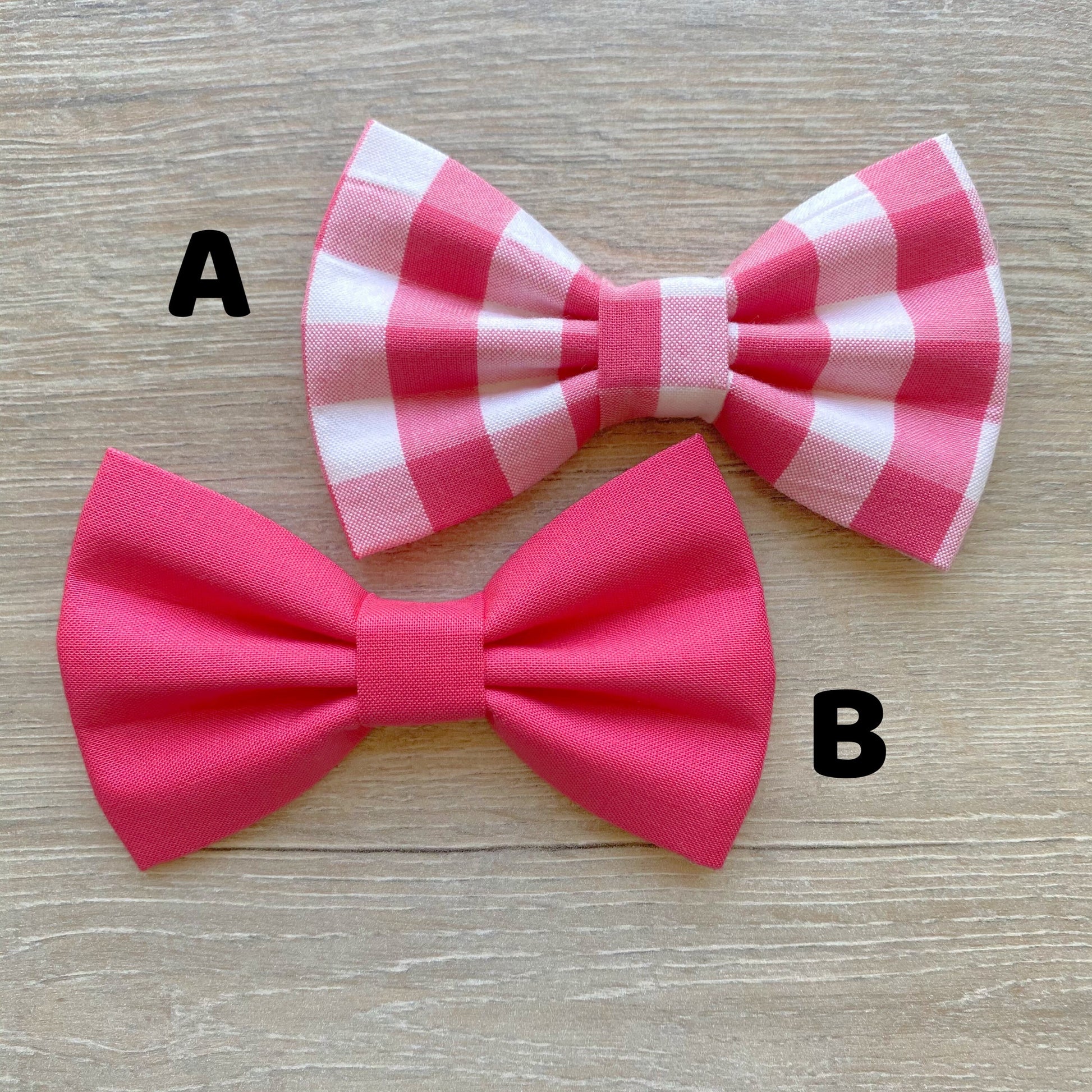 Pink Gingham Dog Bowtie, Spring Pet Collar Accessory