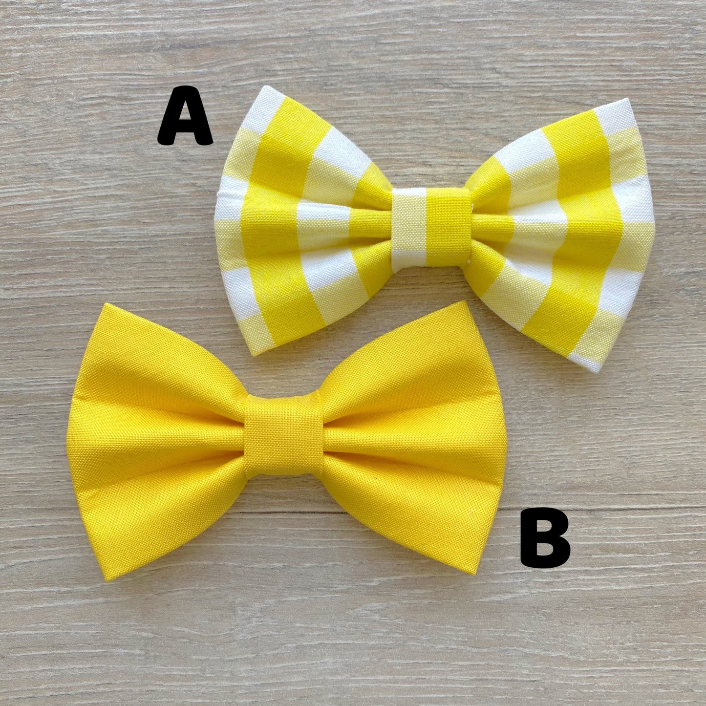 Handmade Yellow Gingham Dog Bowtie, Pet Collar Accessory