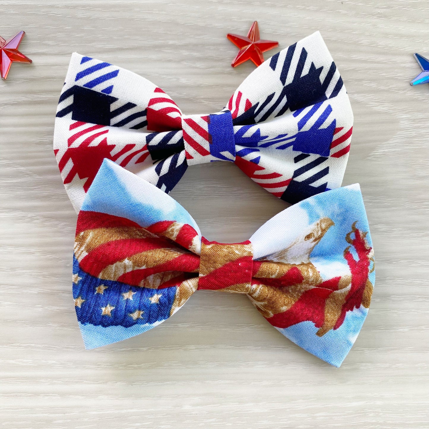 USA Eagle Dog Bowtie, 4th of July Pet Collar, Patriotic Red White Blue
