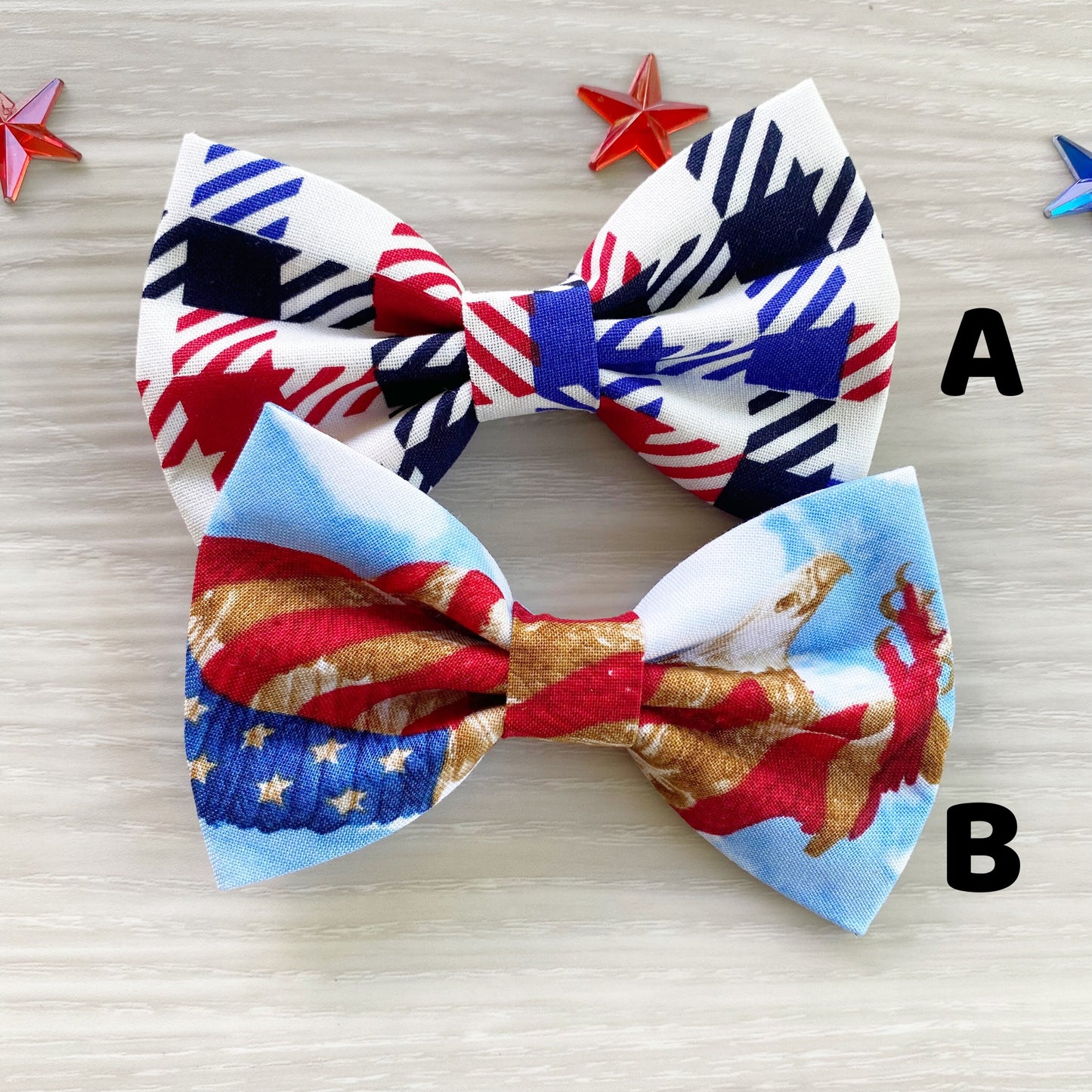 USA Eagle Dog Bowtie, 4th of July Pet Collar, Patriotic Red White Blue