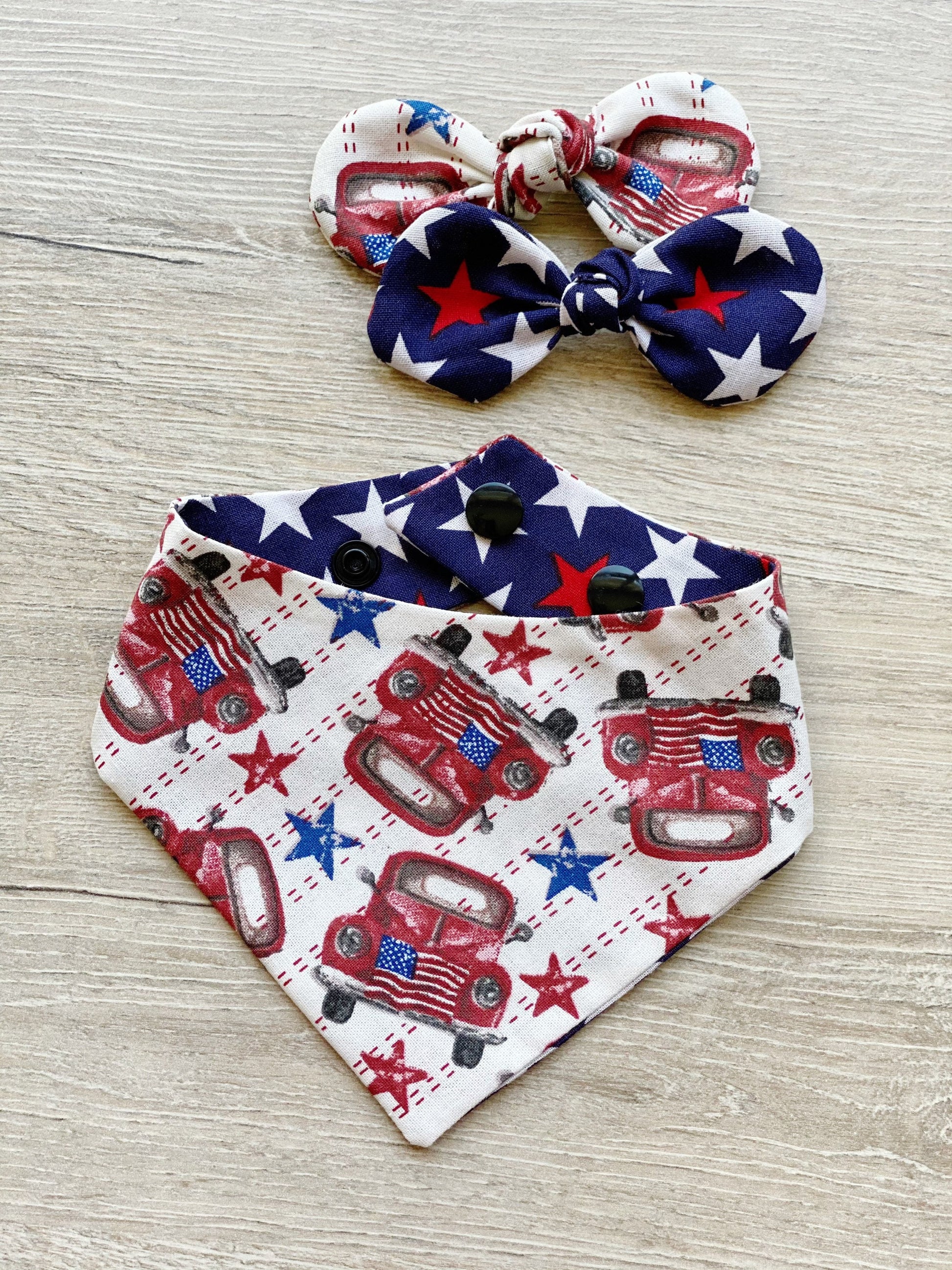 4th of July Dog bandana Patriot red truck