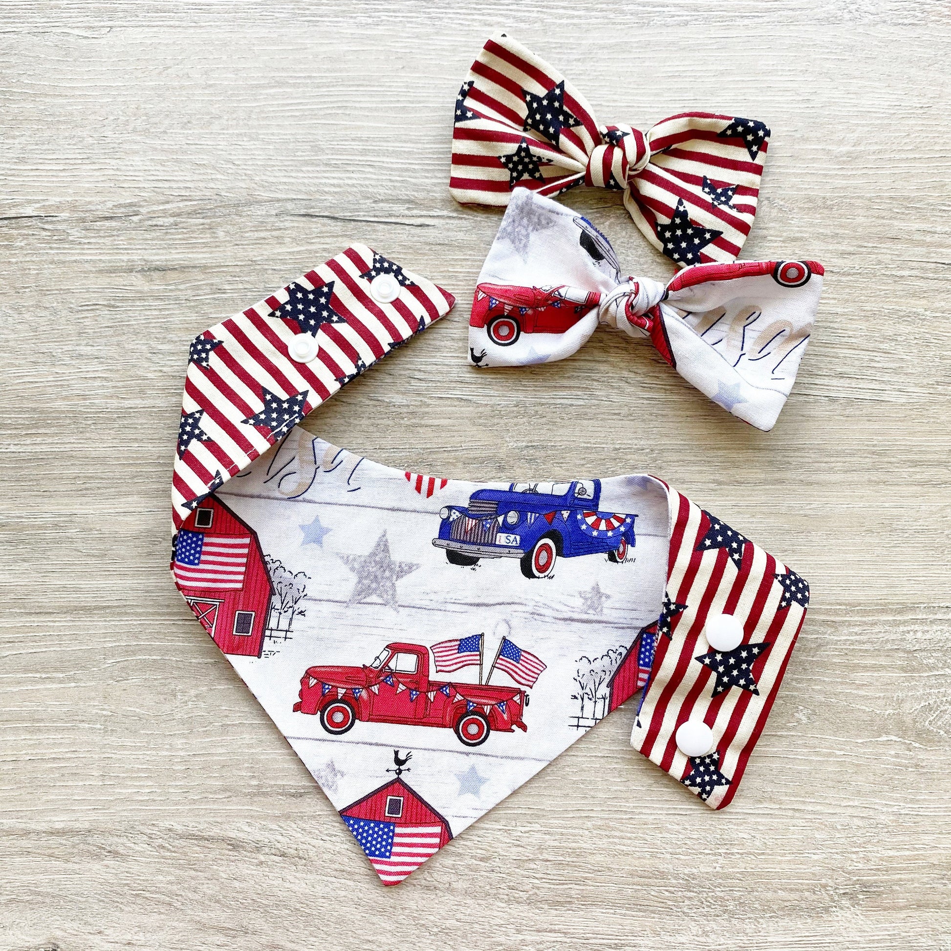 4th of July Dog Bandana Red & Blue Truck