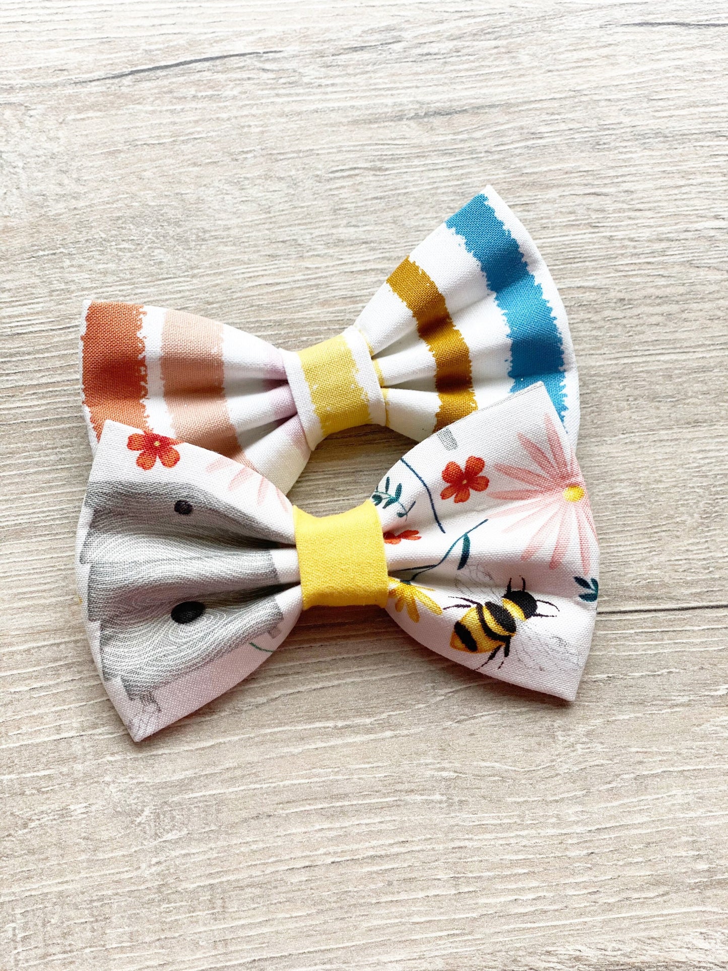 Bee Hive and Faded Rainbow Summer Dog Bowtie