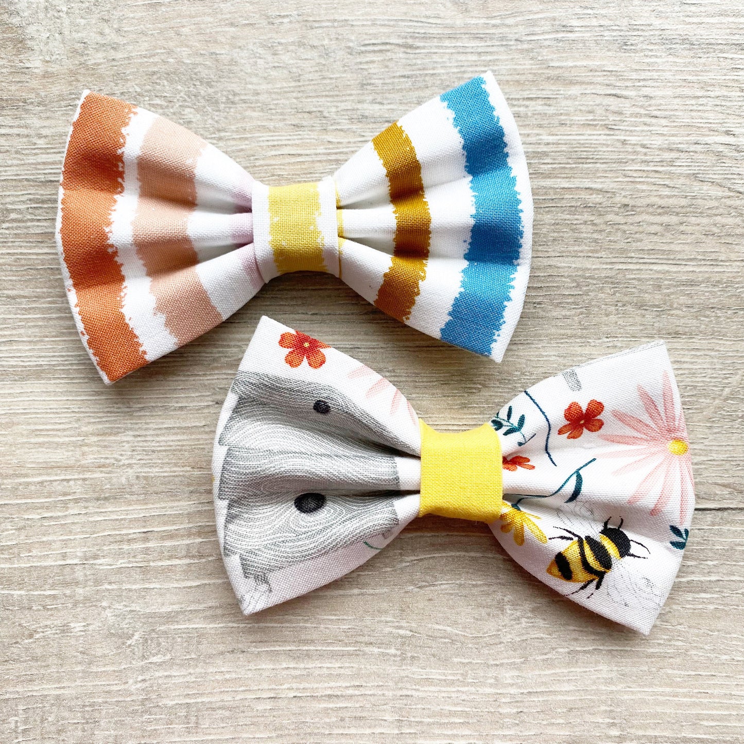 Bee Hive and Faded Rainbow Summer Dog Bowtie