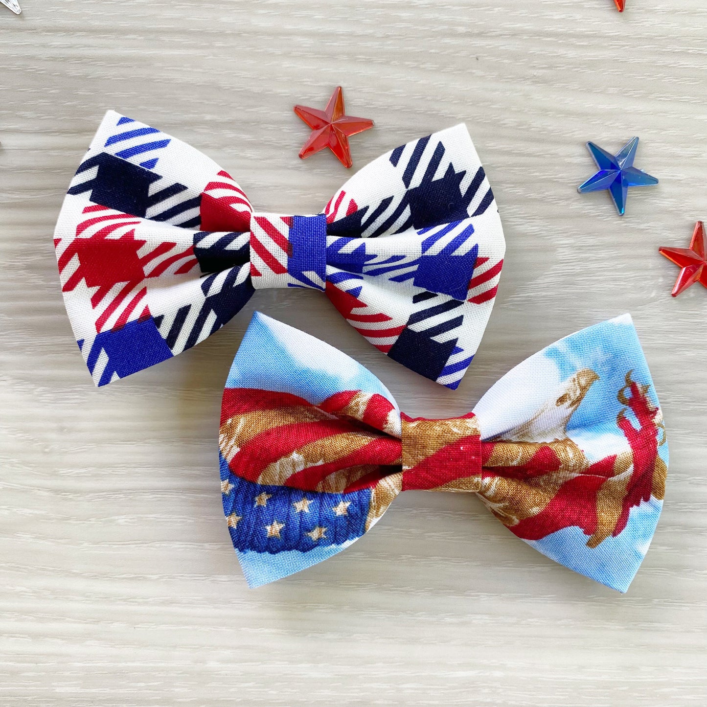 USA Eagle Dog Bowtie, 4th of July Pet Collar, Patriotic Red White Blue