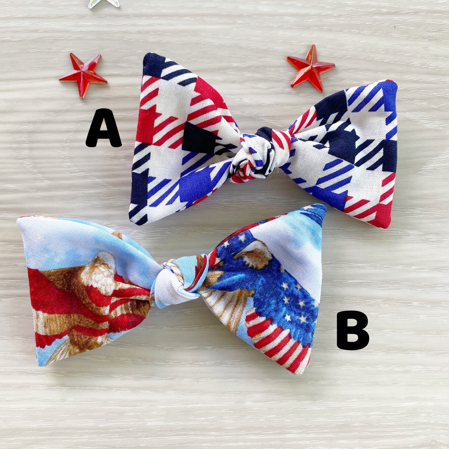 4th of July Dog Bow, Patriotic Hair Clip, Handmade Cotton