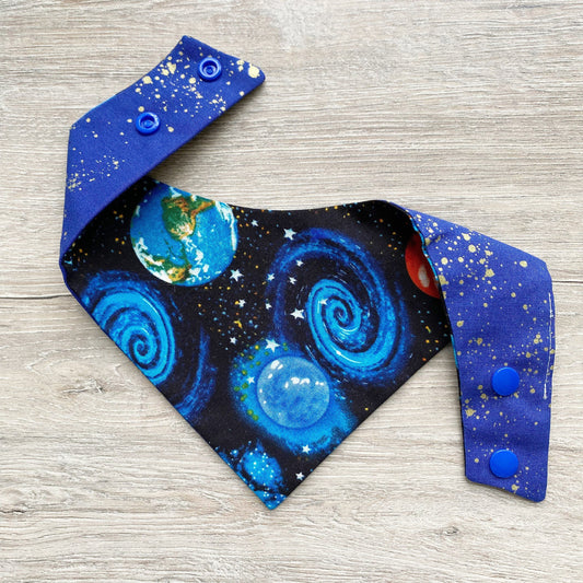 Solar System Dog Bandana, Snap-On, Reversible