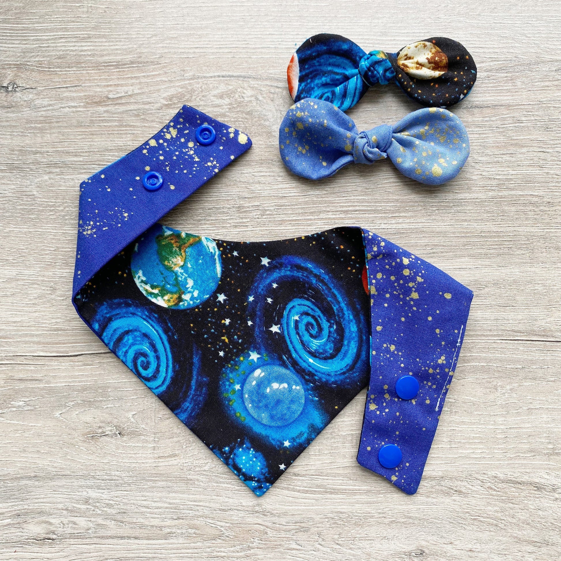 Solar System Dog Bandana, Snap-On, Reversible