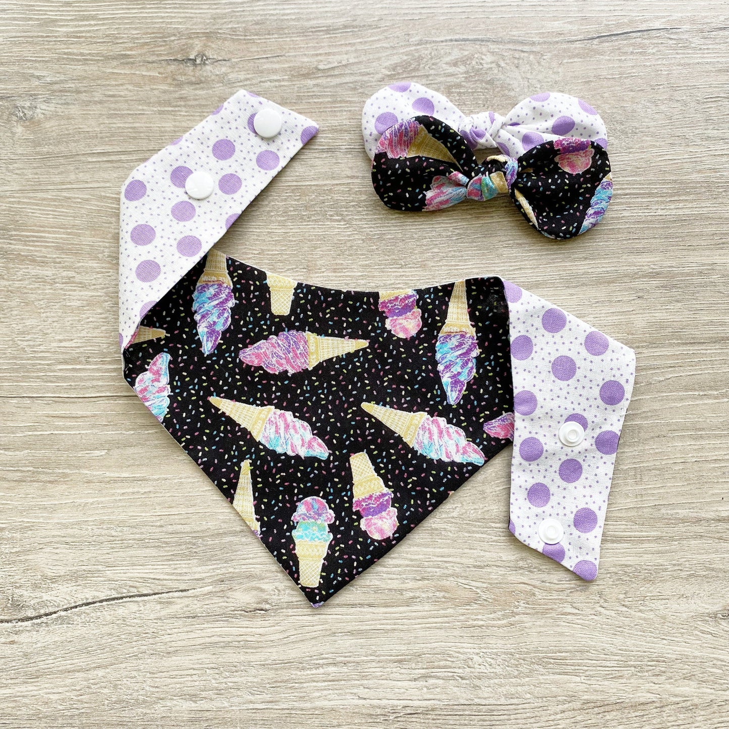 Ice Cream Sprinkles Dog Bandana, Snap On, Spring Accessory