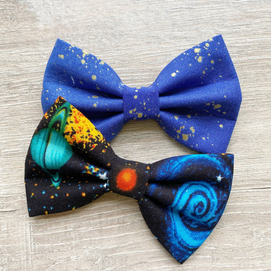 Solar System Dog Bowtie, Handmade Pet Collar Accessory