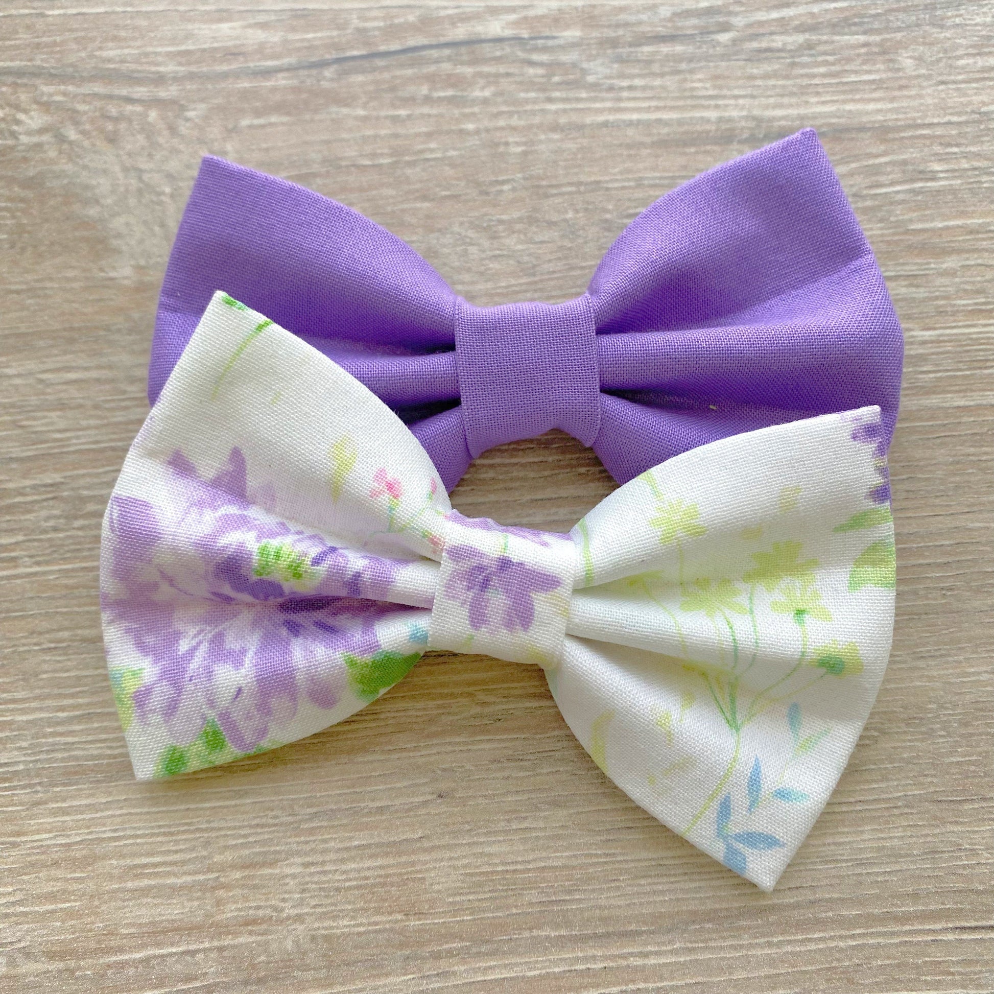 Purple Flowers Dog Bowtie, Handmade Pet Collar Accessory